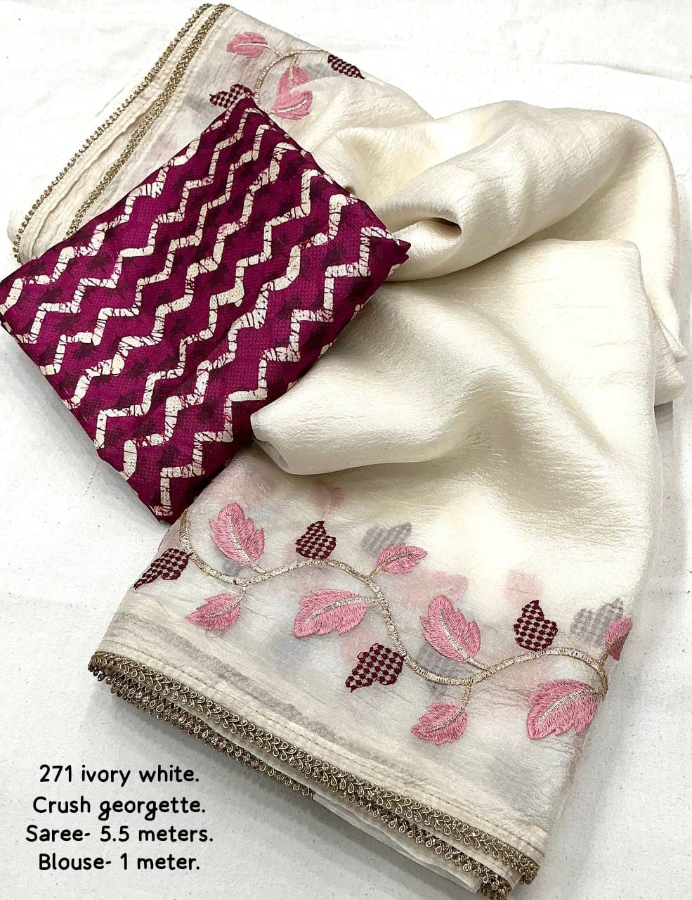 Ivory Crush Saree