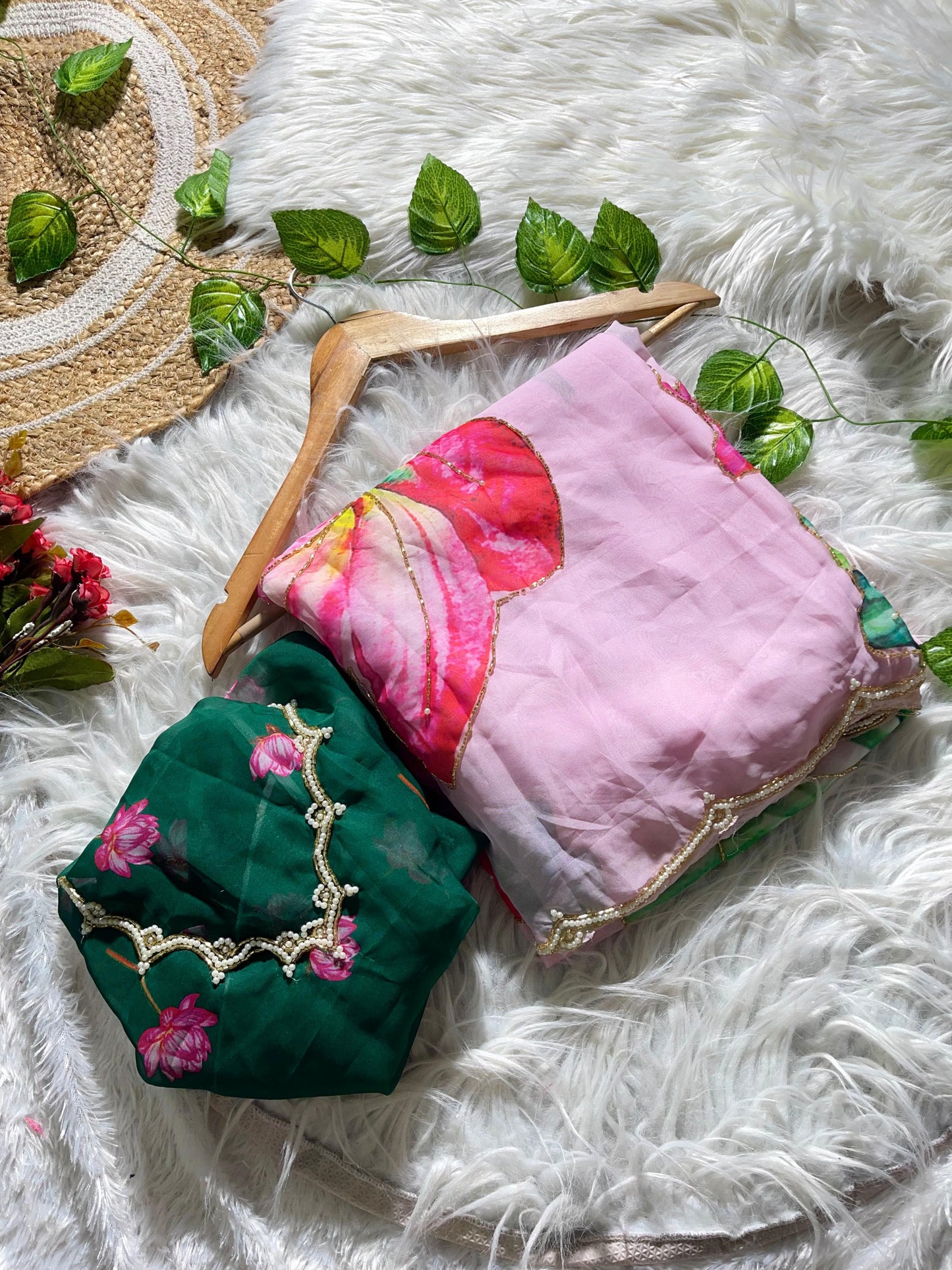 Meredith Handwork Saree(Pink)