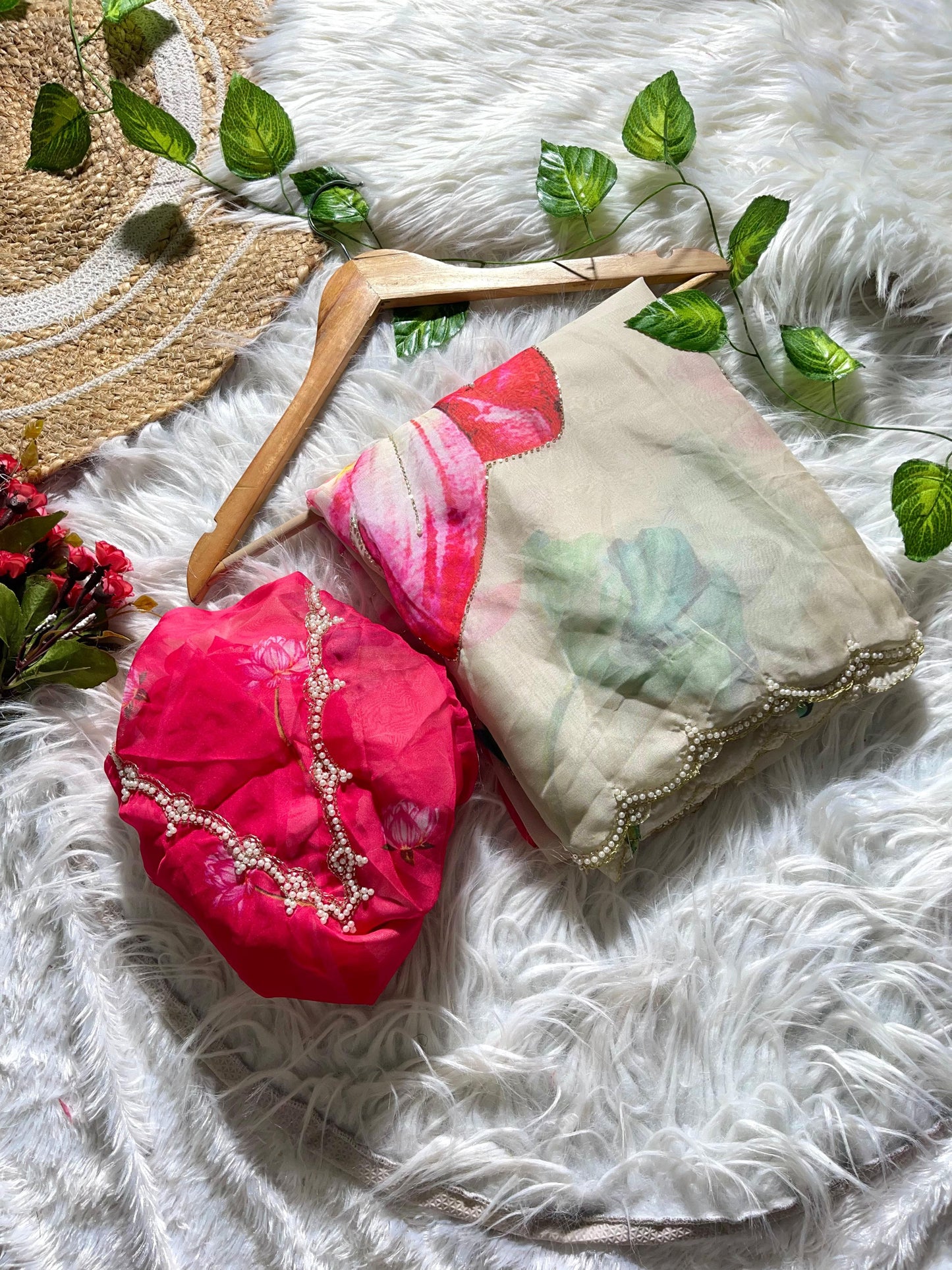 Meredith Handwork Saree(Beige)