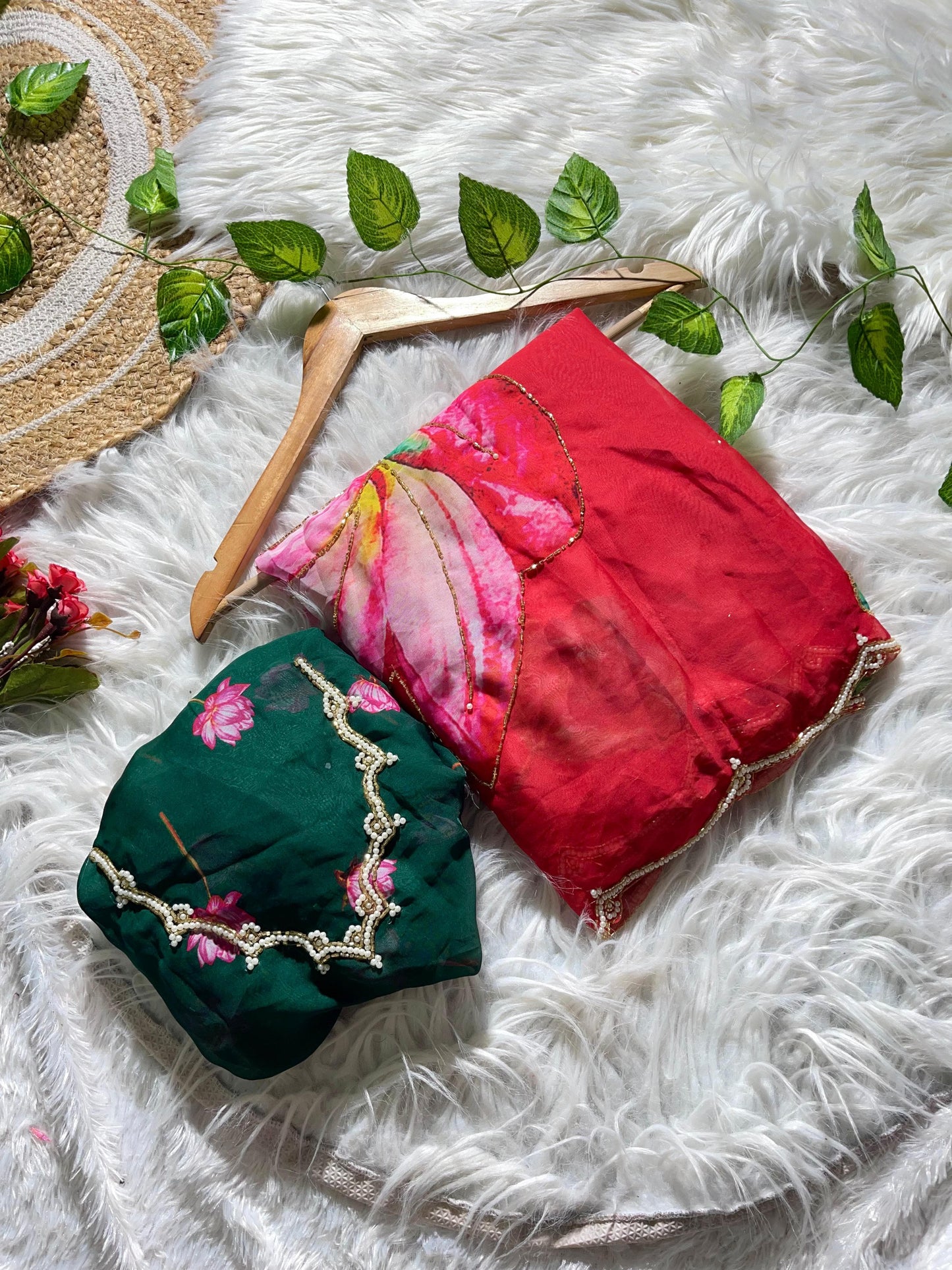 Meredith Handwork Saree(Red)