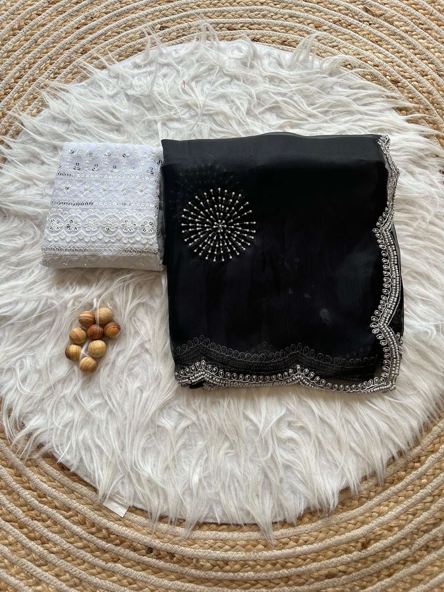Carol Handwork Saree(Black)
