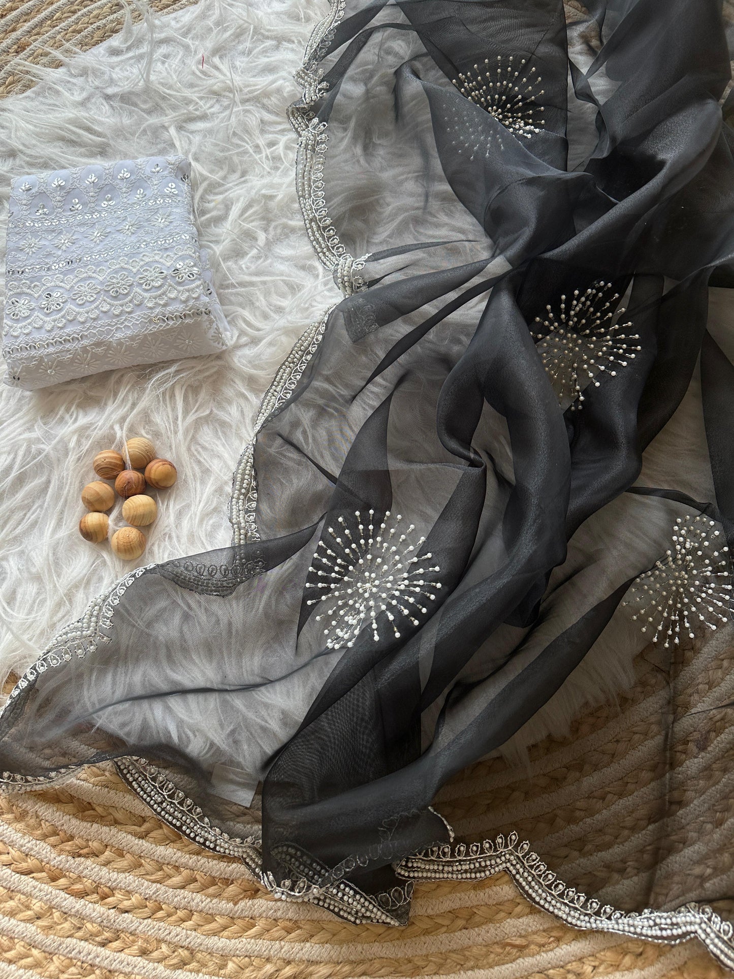 Carol Handwork Saree(Black)