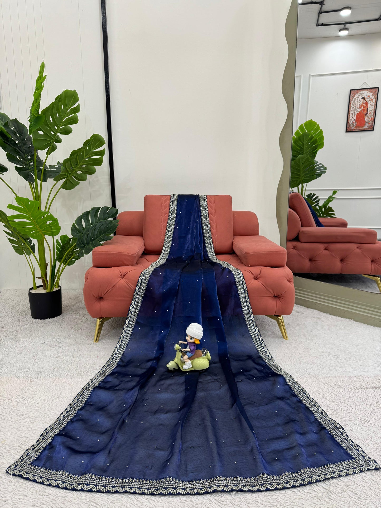 Midnight Blossom Saree