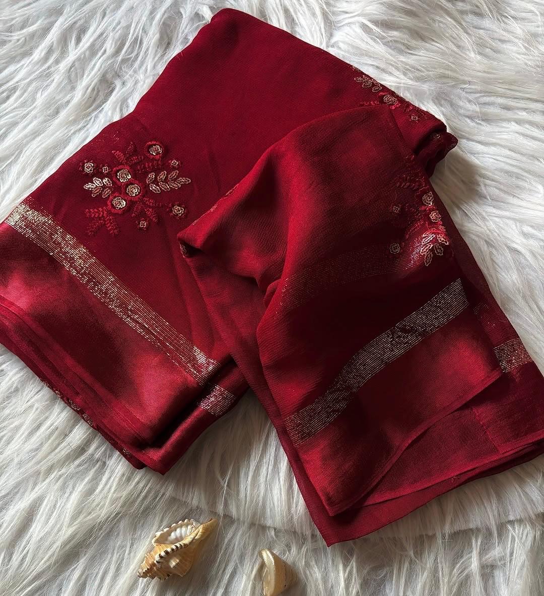 Regal Georgette Saree(Maroon)