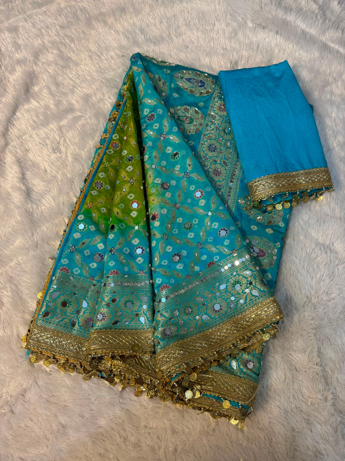 Swarnawati Mirror Saree(Sky)