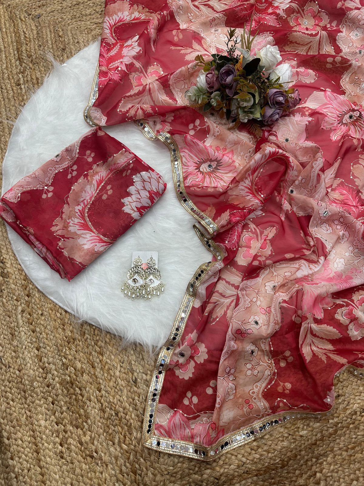 Rose Reverie Saree(Sky)