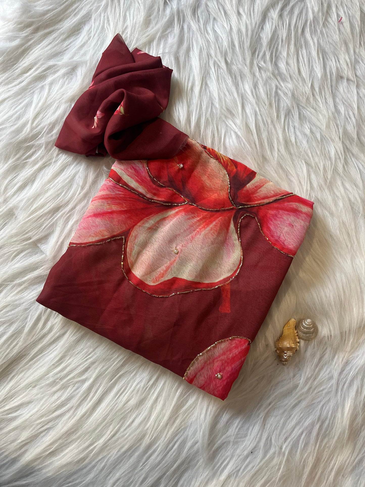 Roop-Hand Work Saree(Brown)