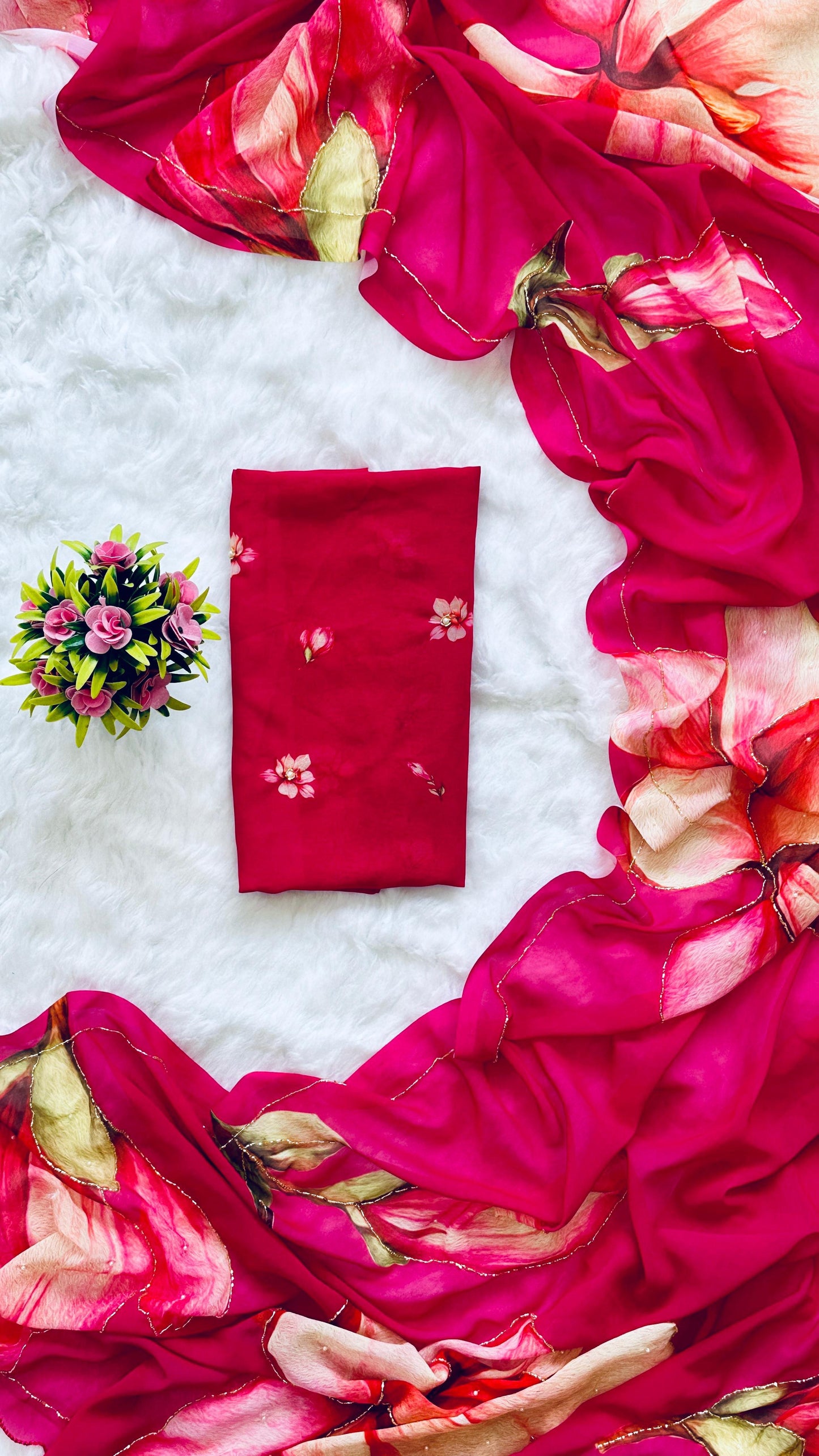 Roop-Hand Work Saree(Pink)