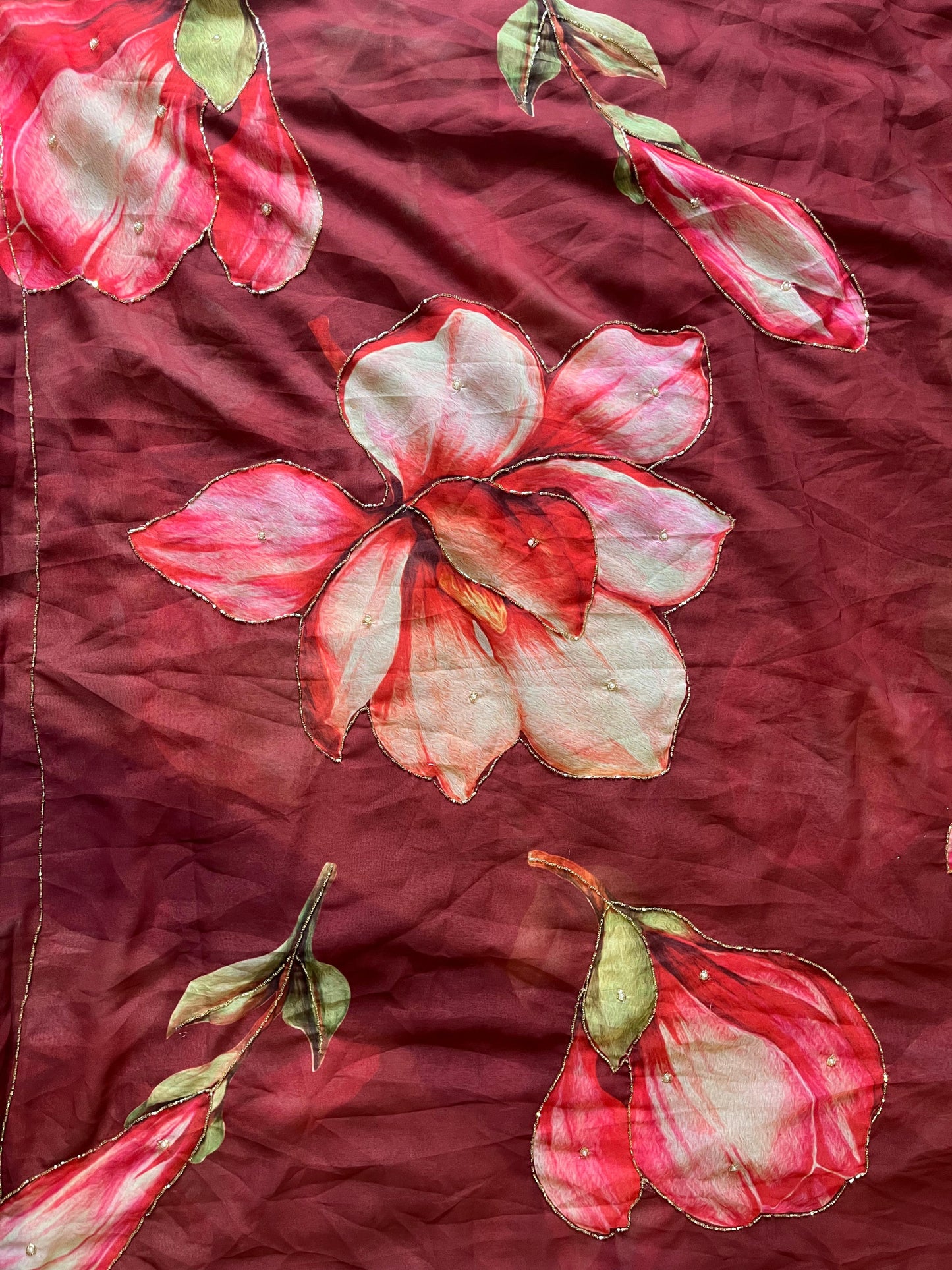 Roop-Hand Work Saree(Brown)