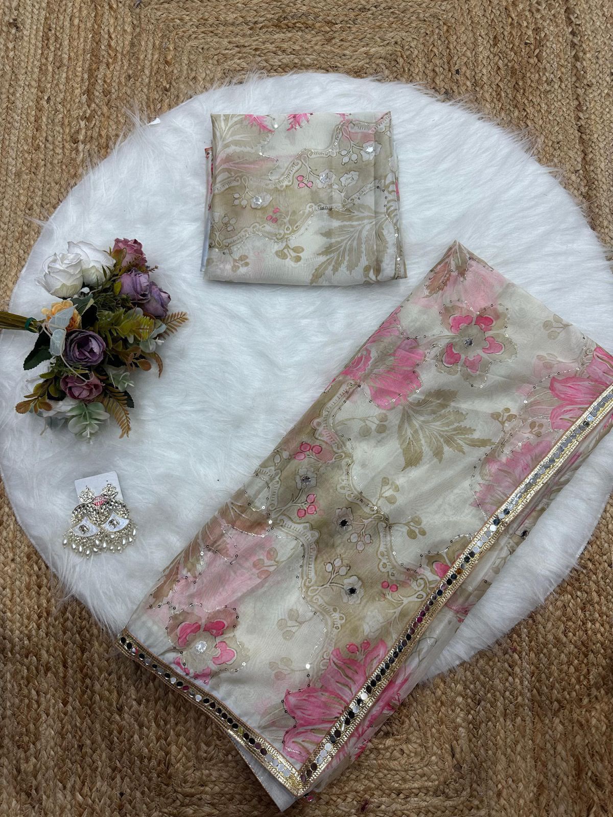 Rose Reverie Saree(beige)