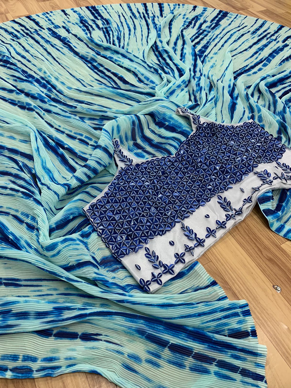 Blue Lagoon (Pre Draped Saree)