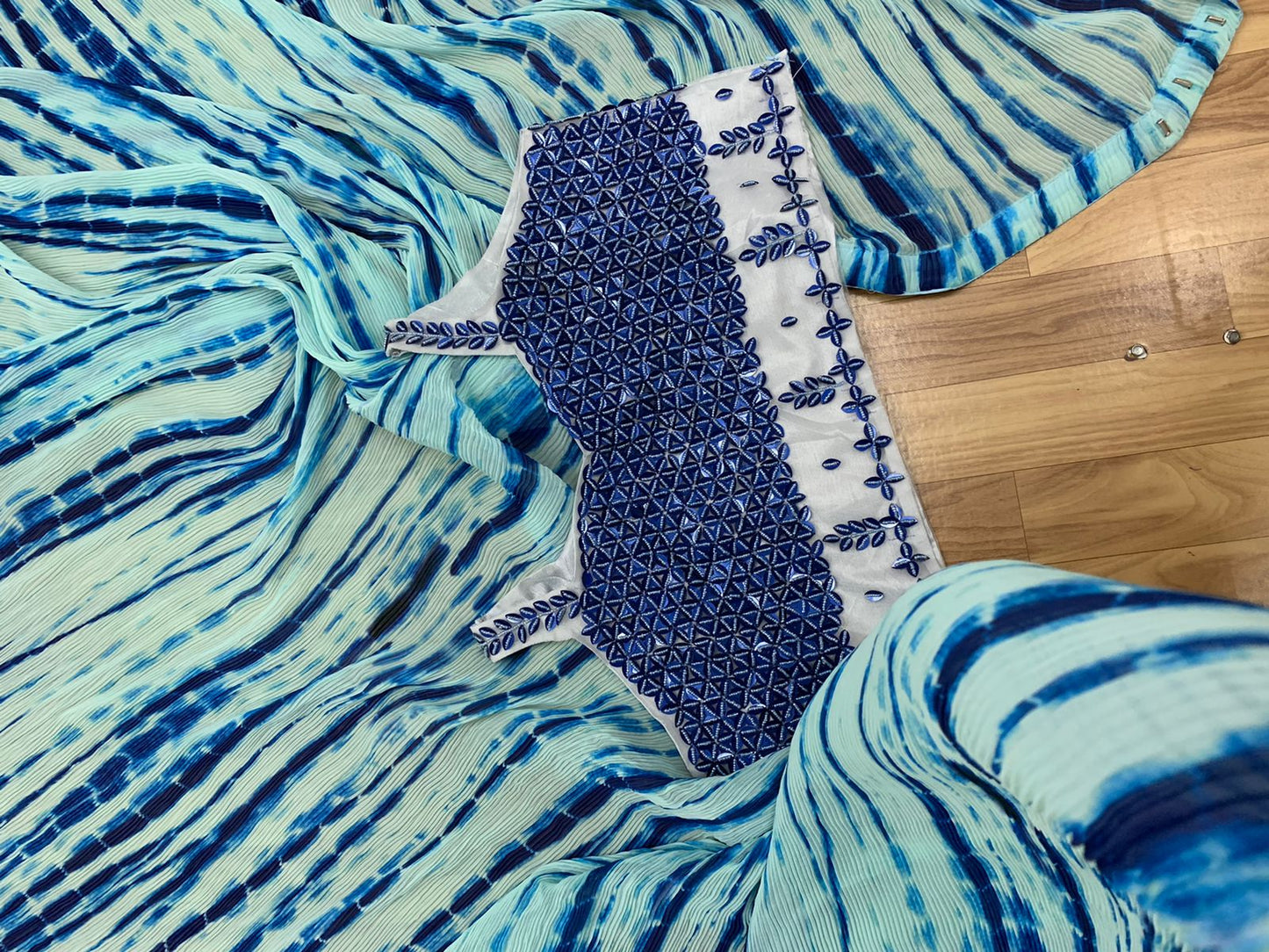 Blue Lagoon (Pre Draped Saree)