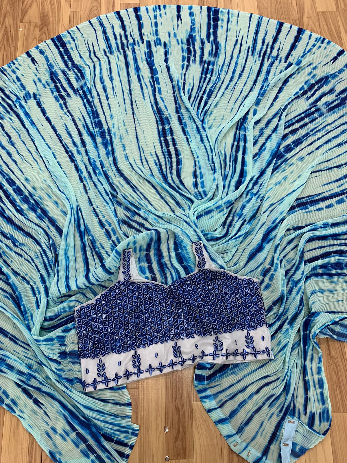 Blue Lagoon (Pre Draped Saree)