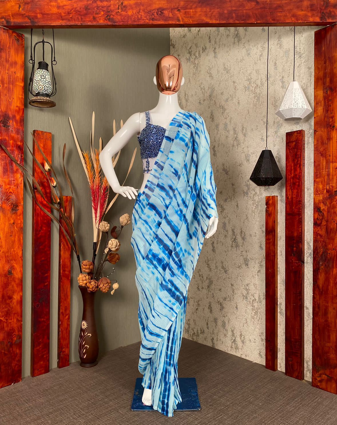 Blue Lagoon (Pre Draped Saree)