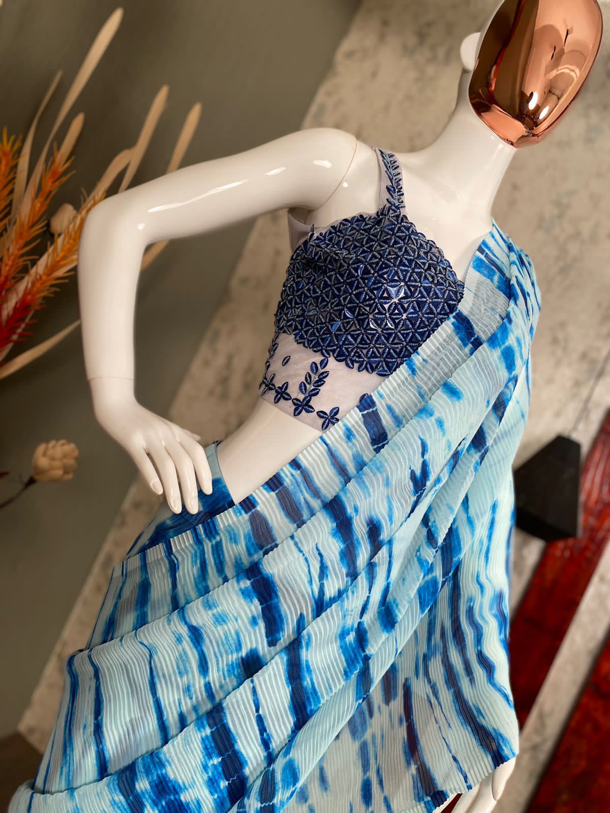 Blue Lagoon (Pre Draped Saree)