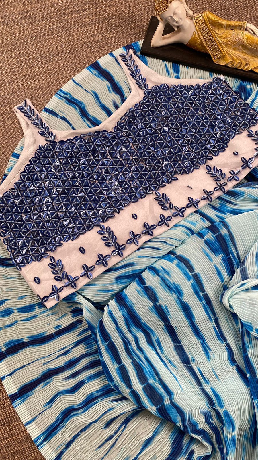 Blue Lagoon (Pre Draped Saree)