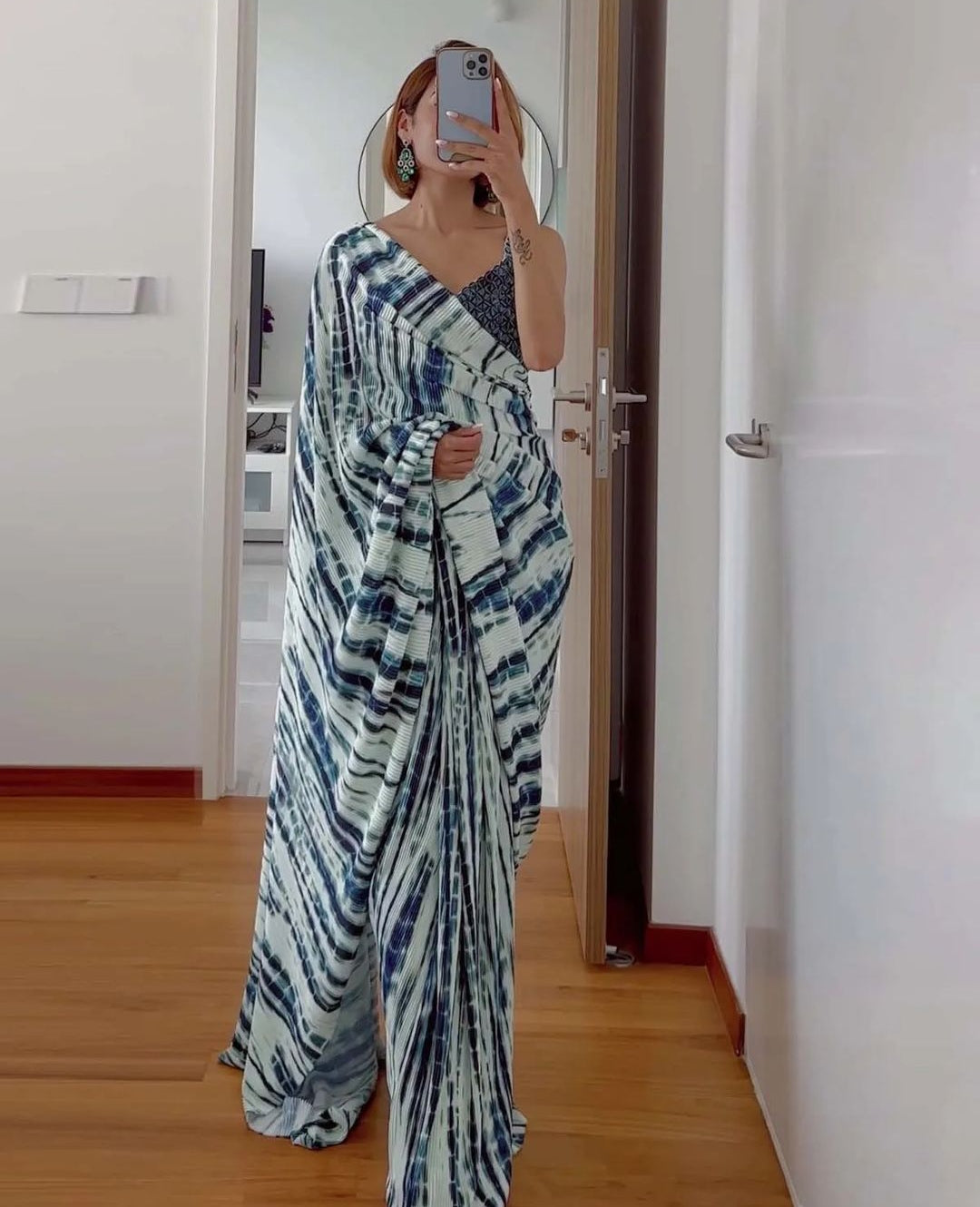 Blue Lagoon (Pre Draped Saree)