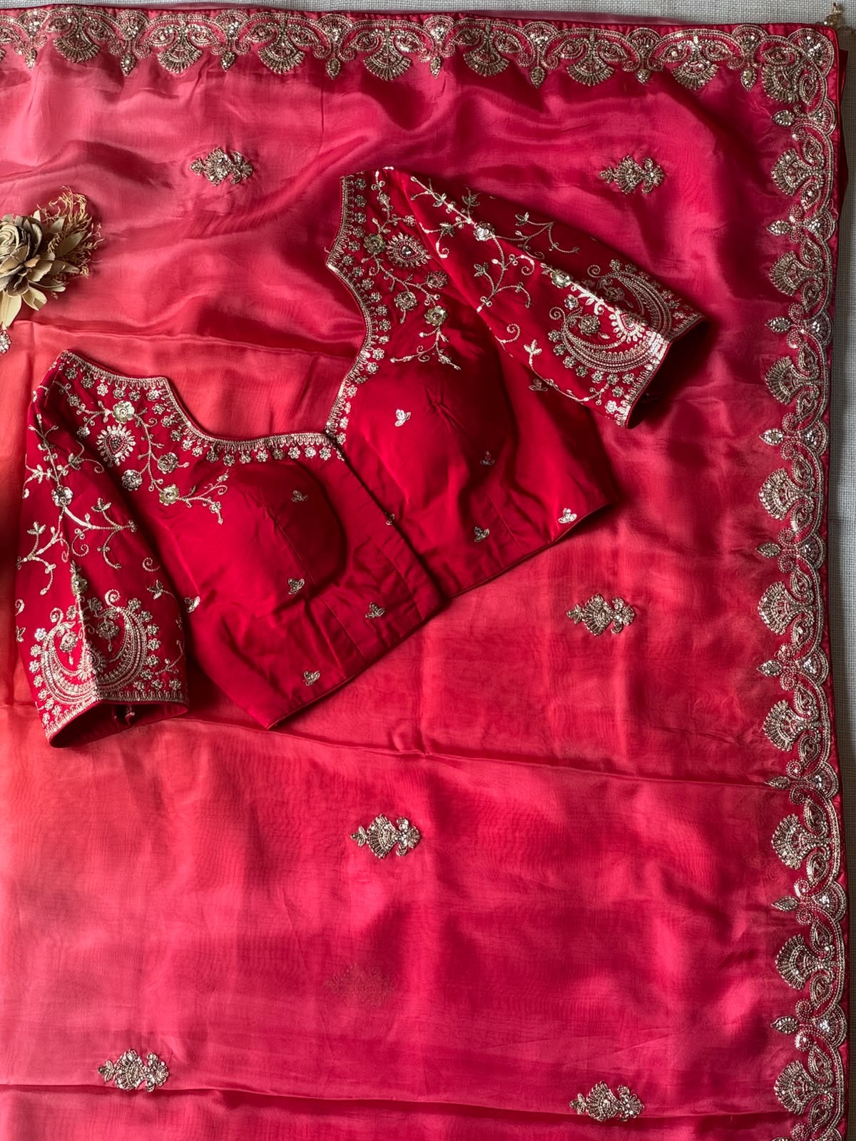 Rosy Ombré Saree