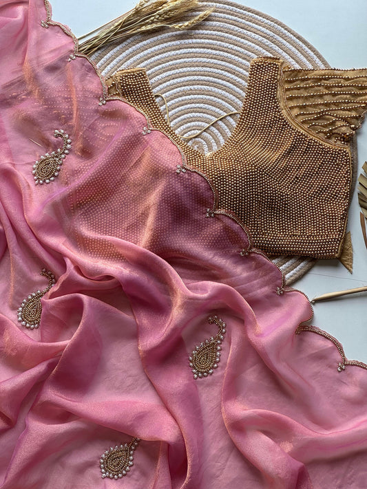 Pearl Muse Saree(Rose Gold)