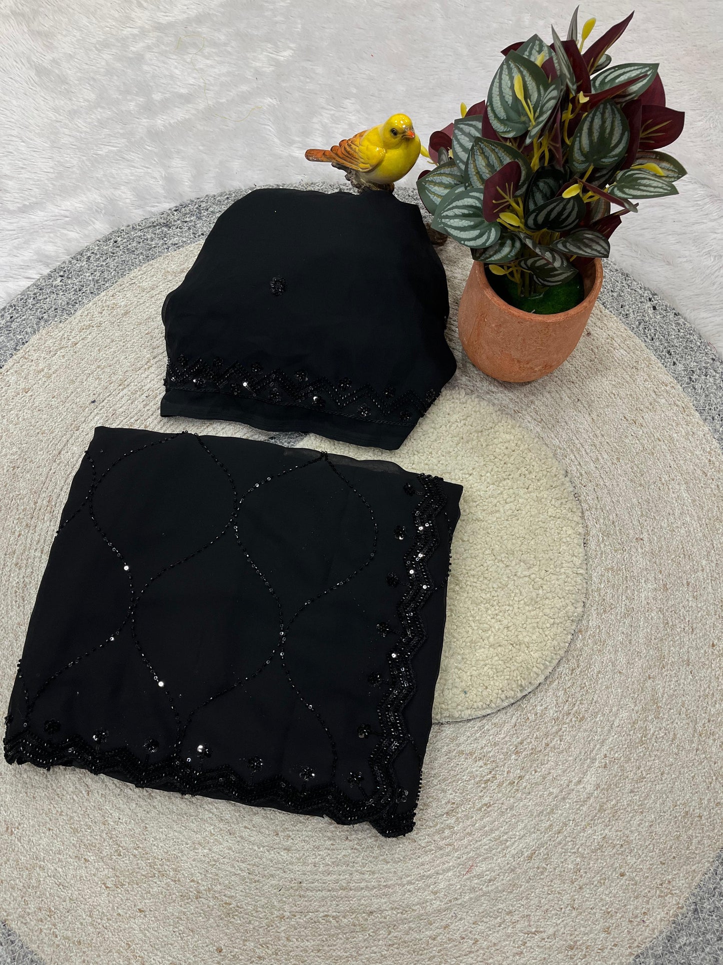 Midnight Sparkle Saree(Red)