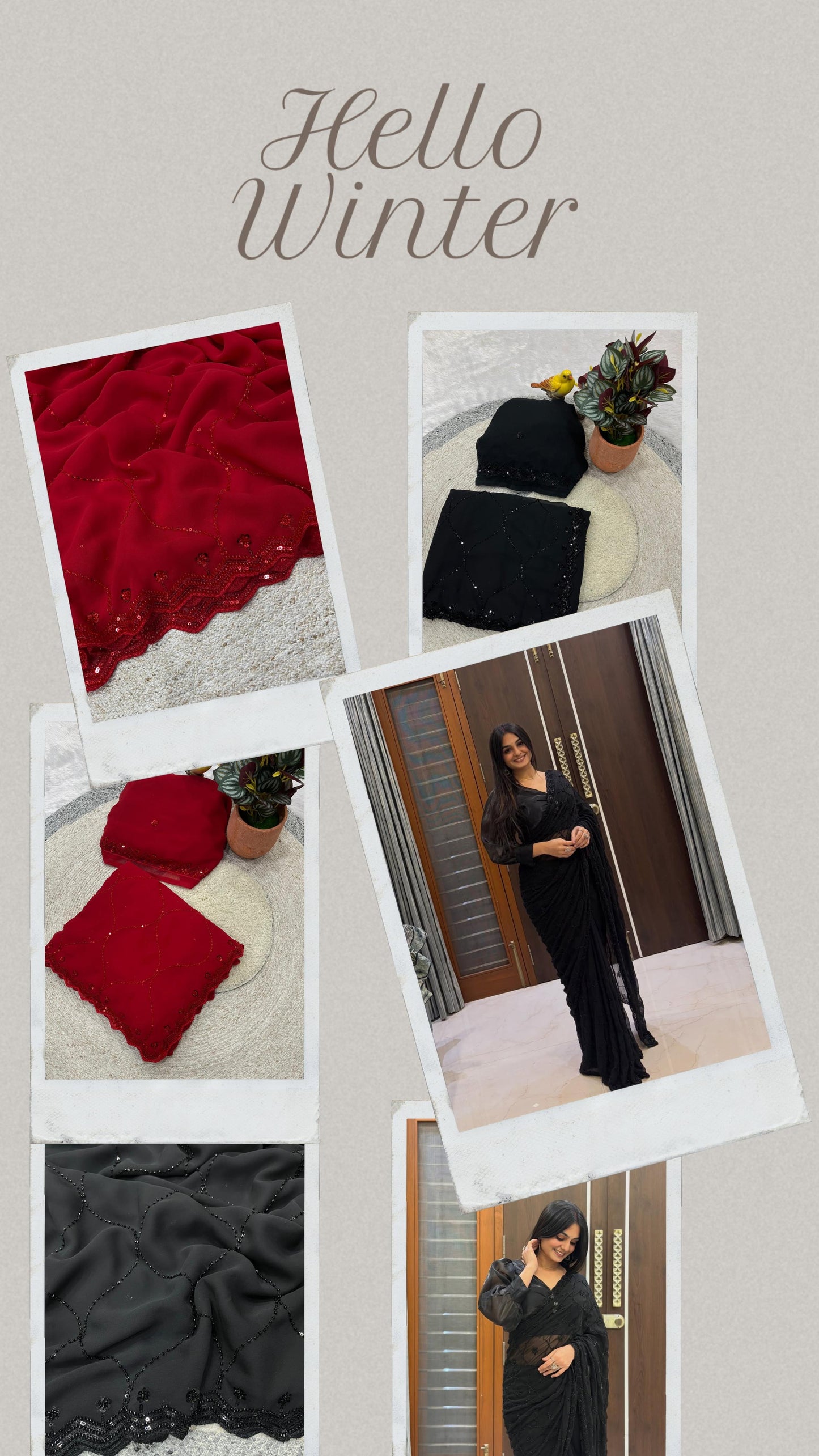 Midnight Sparkle Saree(Red)