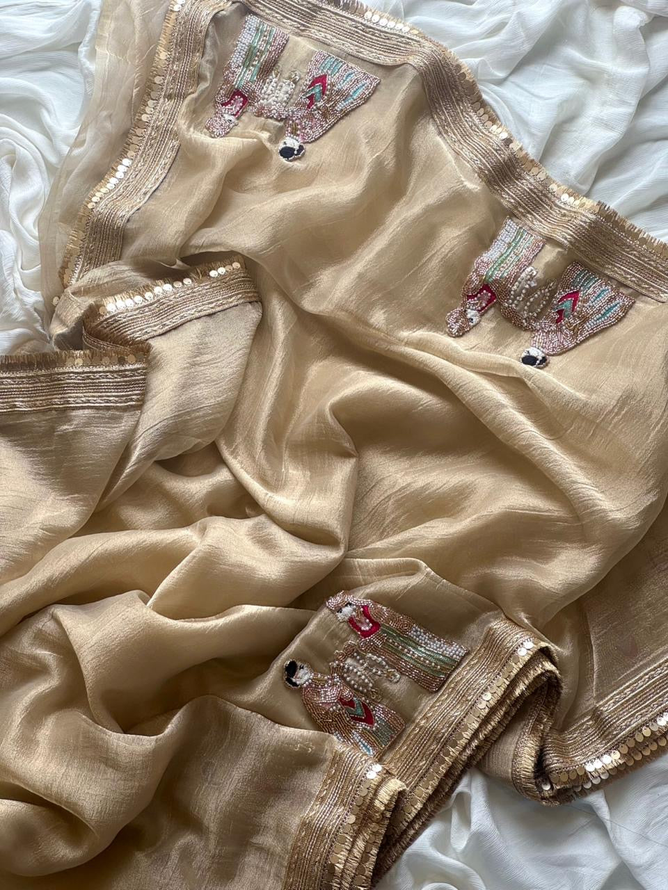Rajwada Noor Saree(Beige Gold)