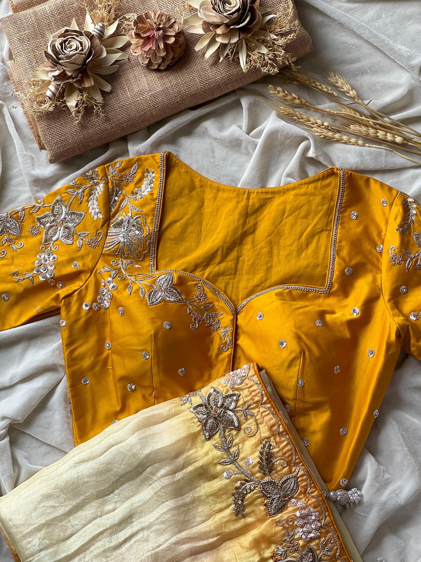 Golden Bloom Saree