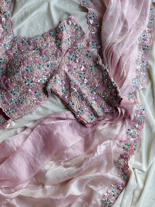 Sakura Shimmer Saree(Ready to wear)