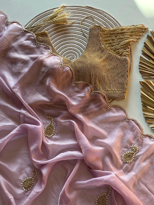 Pearl Muse Saree(Mauve Pink)