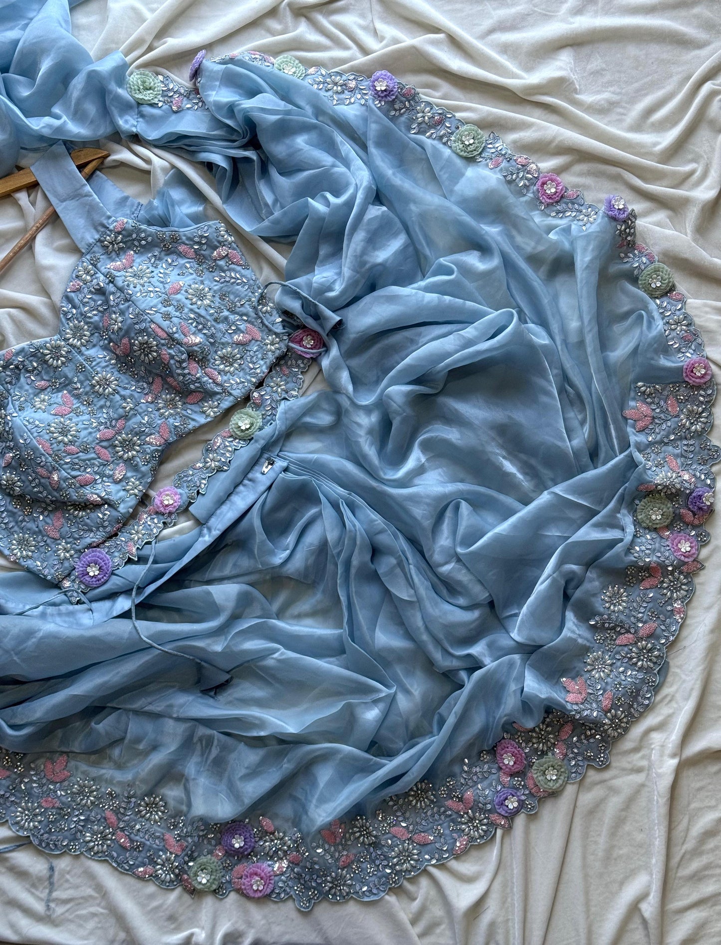 Frosted Petals Saree(Ready to wear)