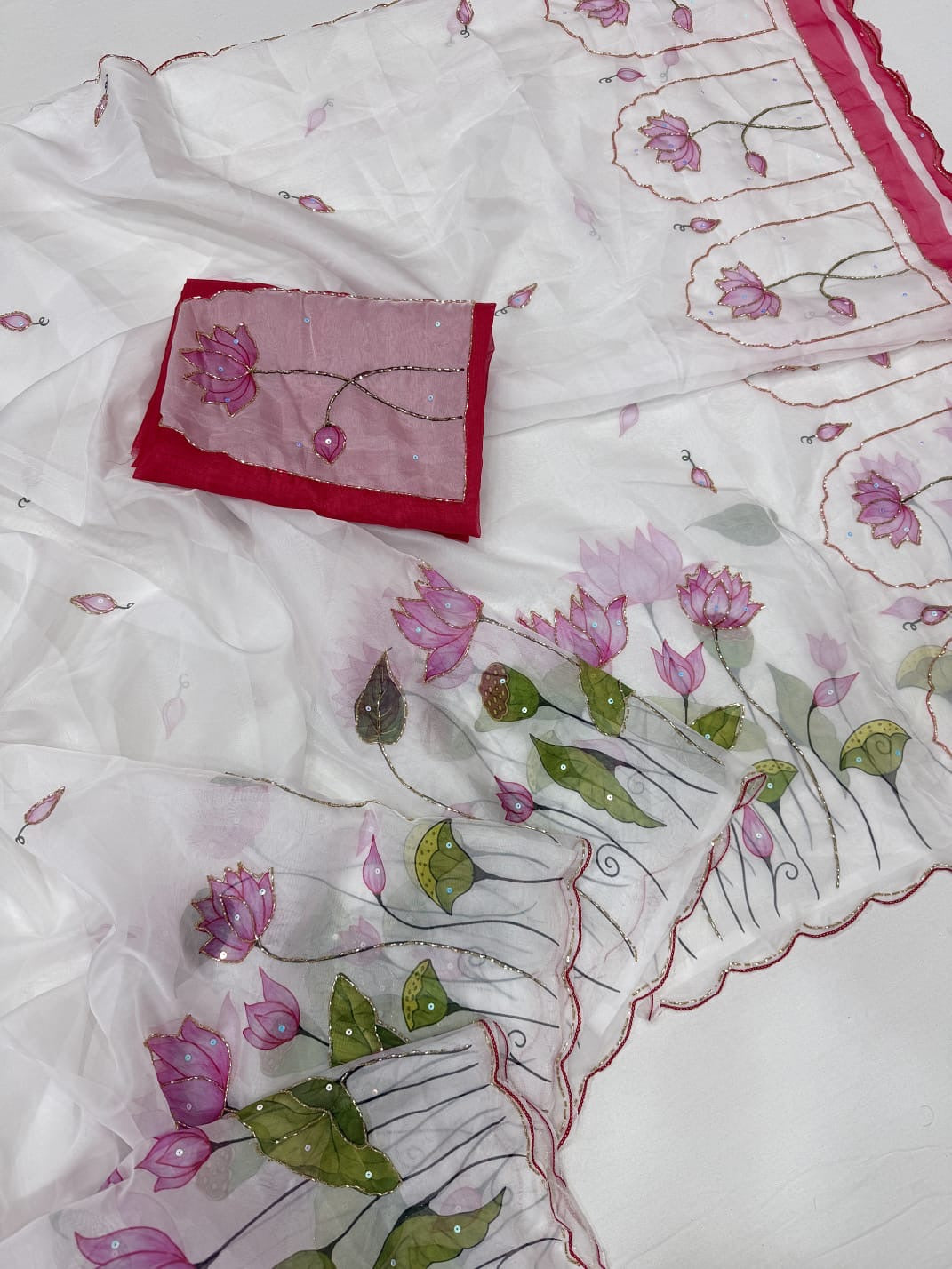 Lotus handwork saree