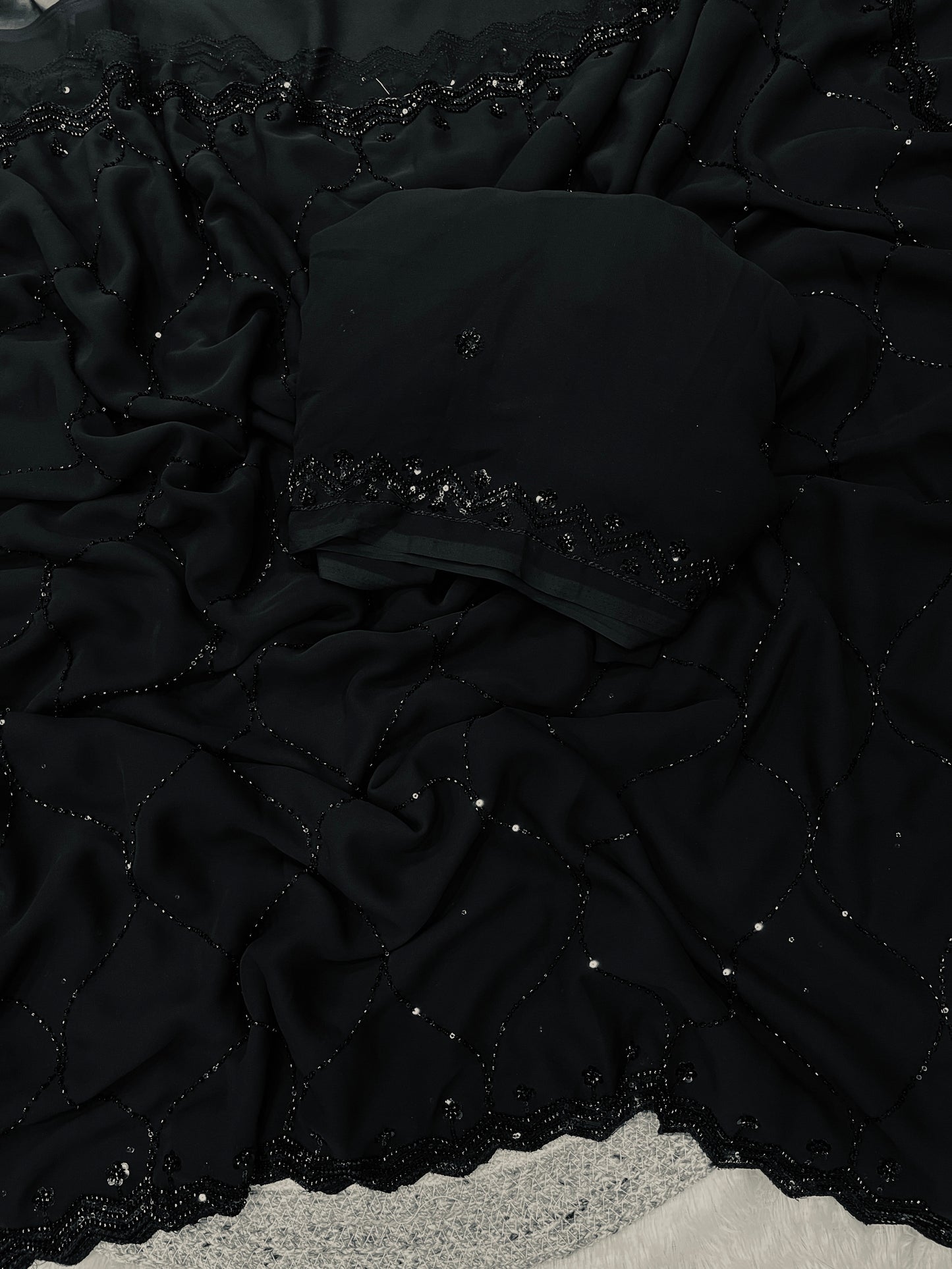 Midnight Sparkle Saree(Red)