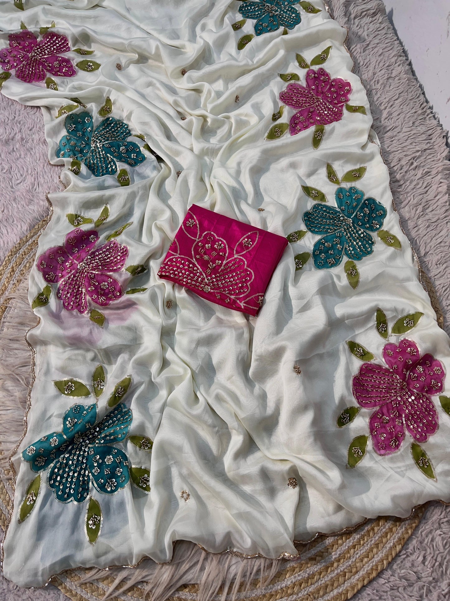 Fuchsia Flora Saree
