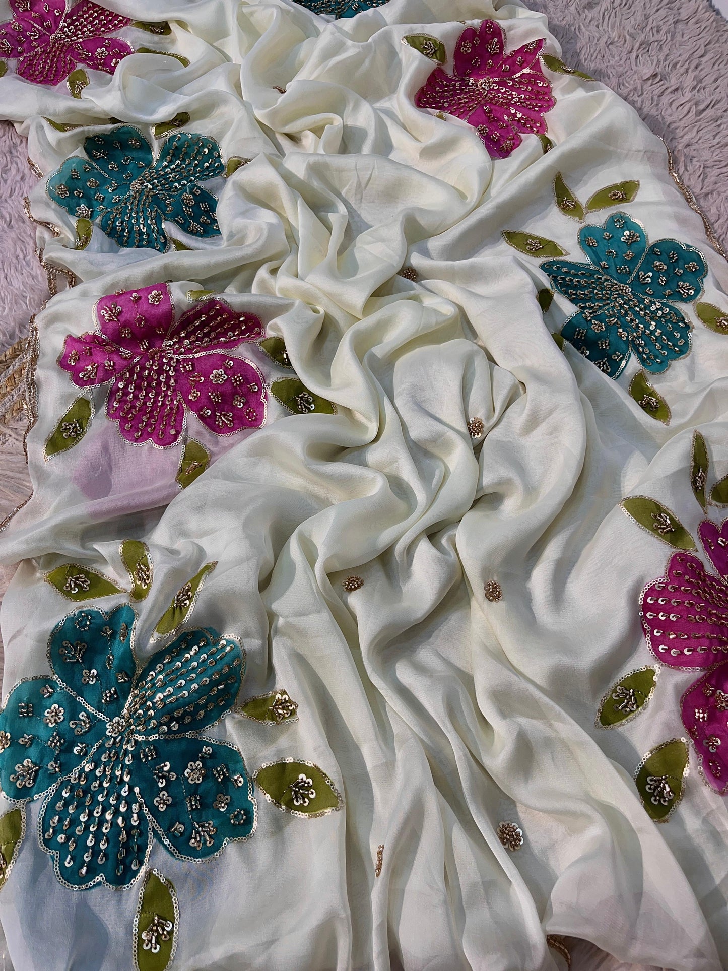 Fuchsia Flora Saree