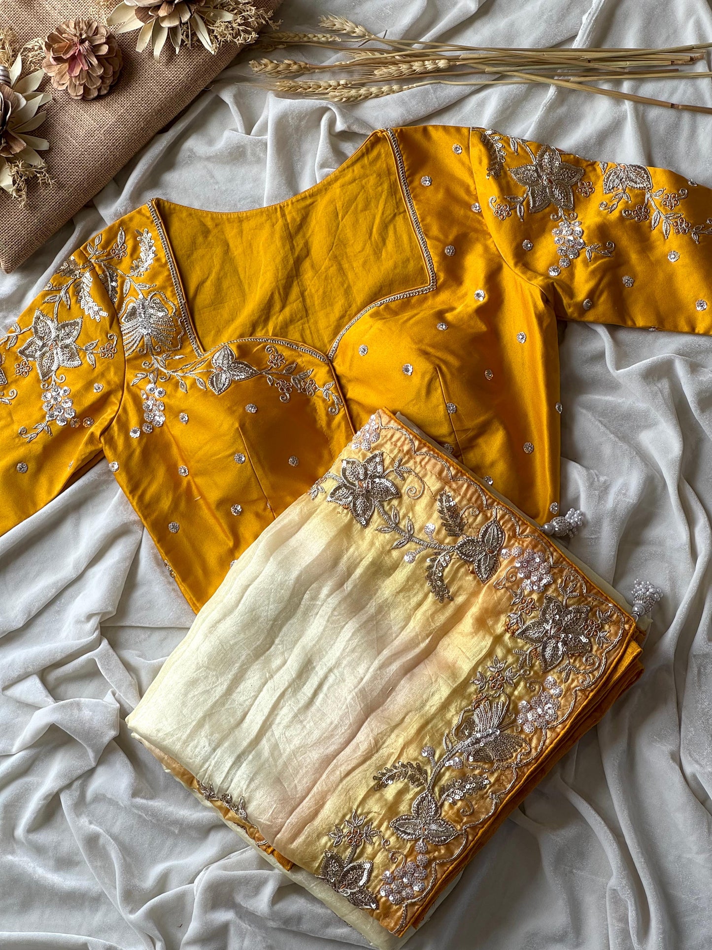 Golden Bloom Saree