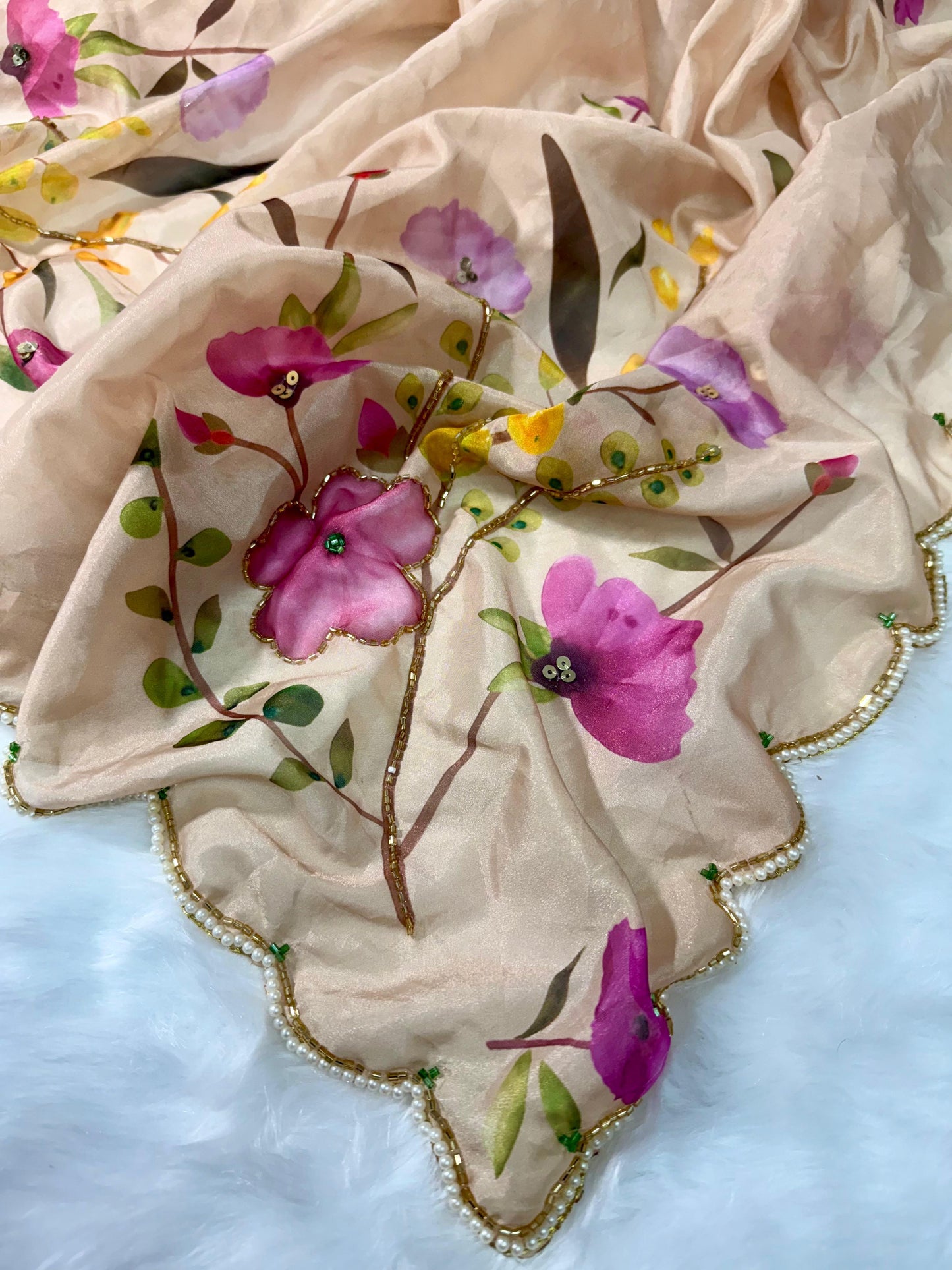 Soft Gardenia Saree(Beige)