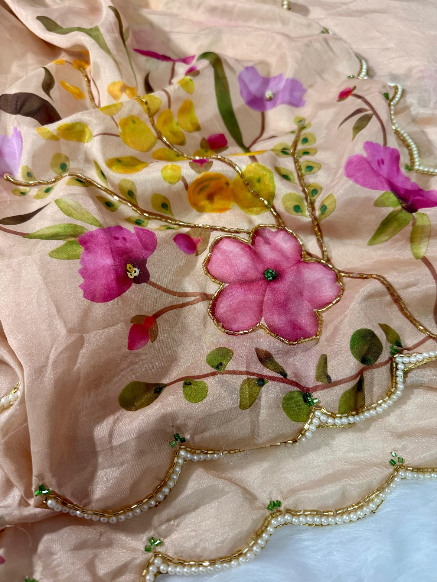 Soft Gardenia Saree(Beige)