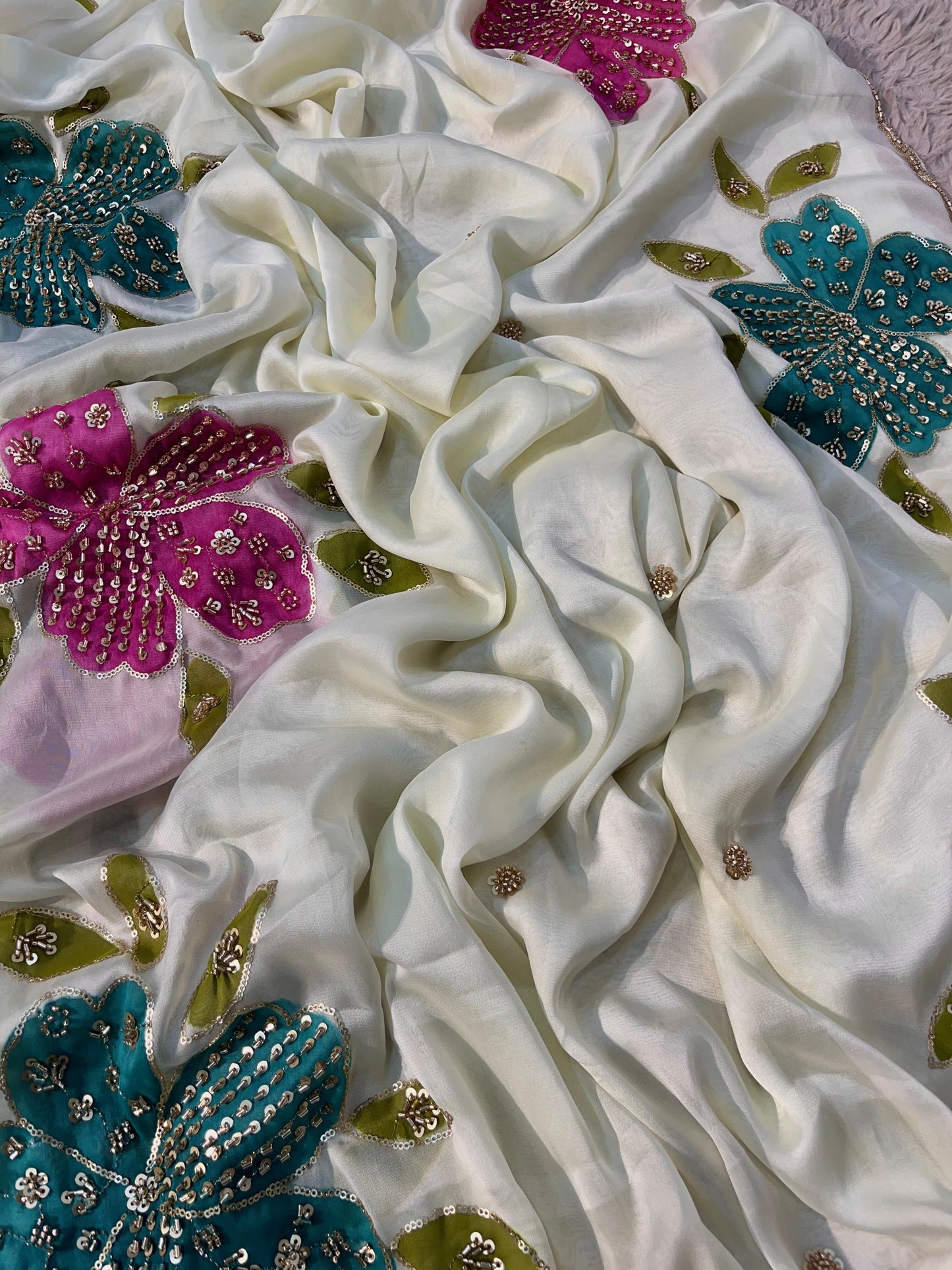 Fuchsia Flora Saree