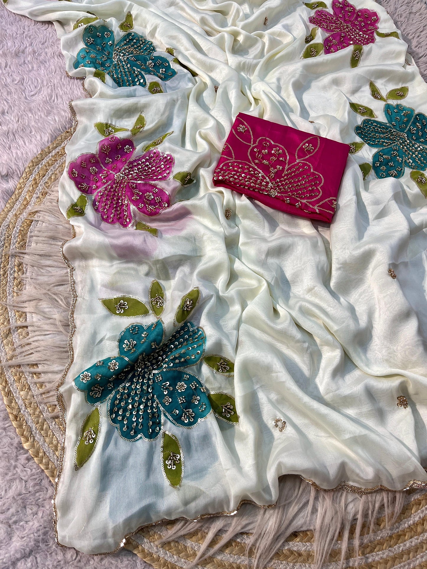 Fuchsia Flora Saree