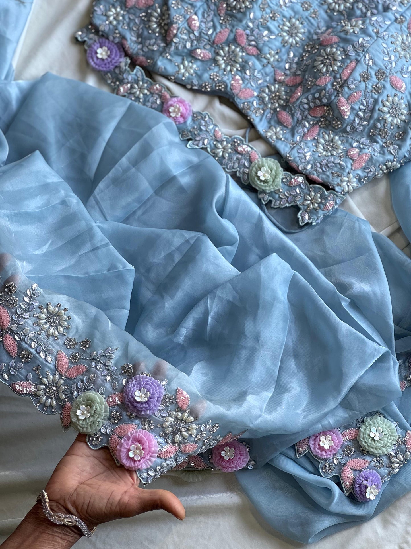 Frosted Petals Saree(Ready to wear)