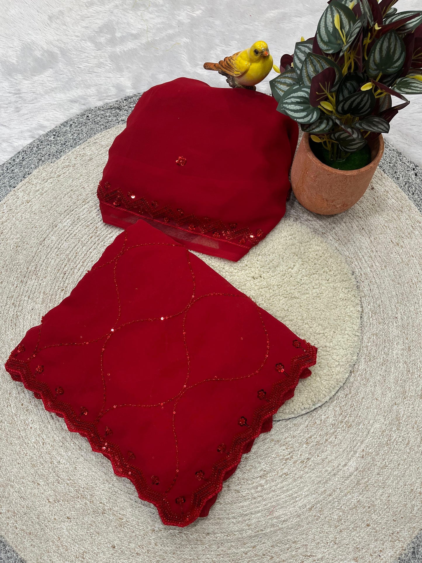 Midnight Sparkle Saree(Red)