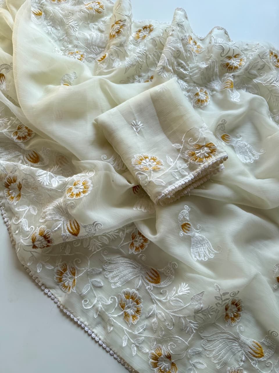 Ivory Blossom Saree