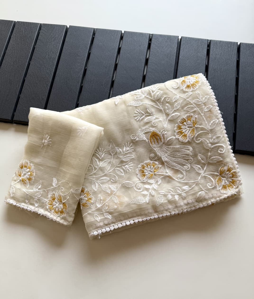 Ivory Blossom Saree