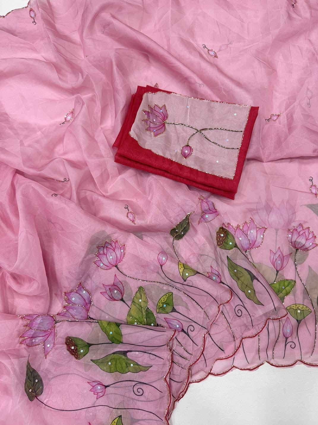 Lotus handwork saree