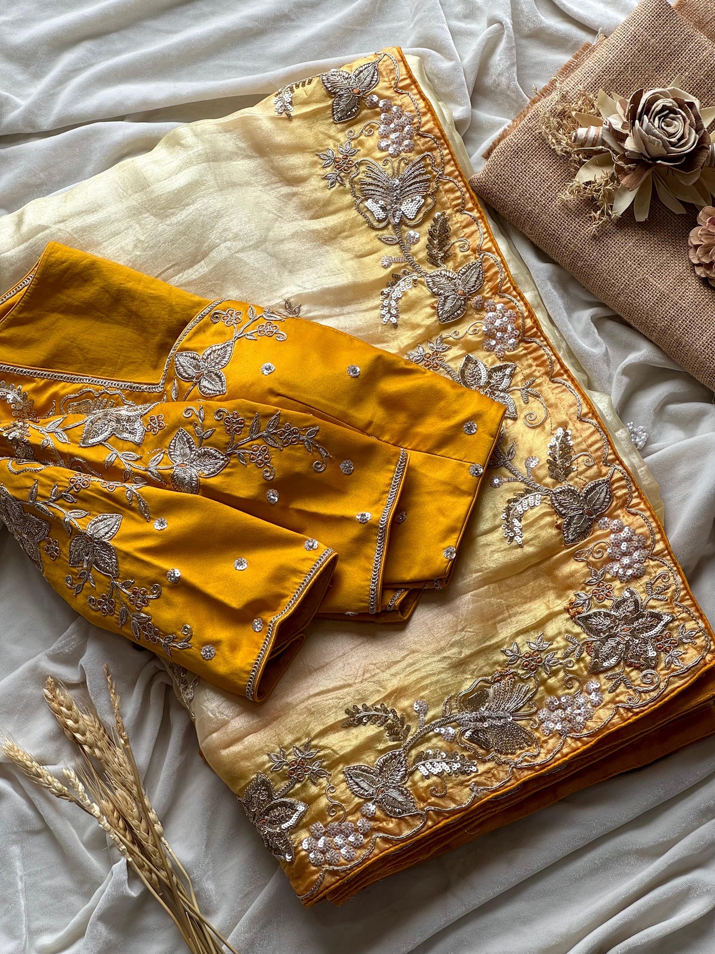 Golden Bloom Saree