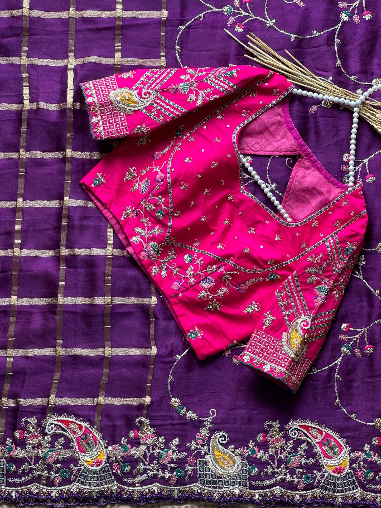 Jamuni Phoolkari Saree