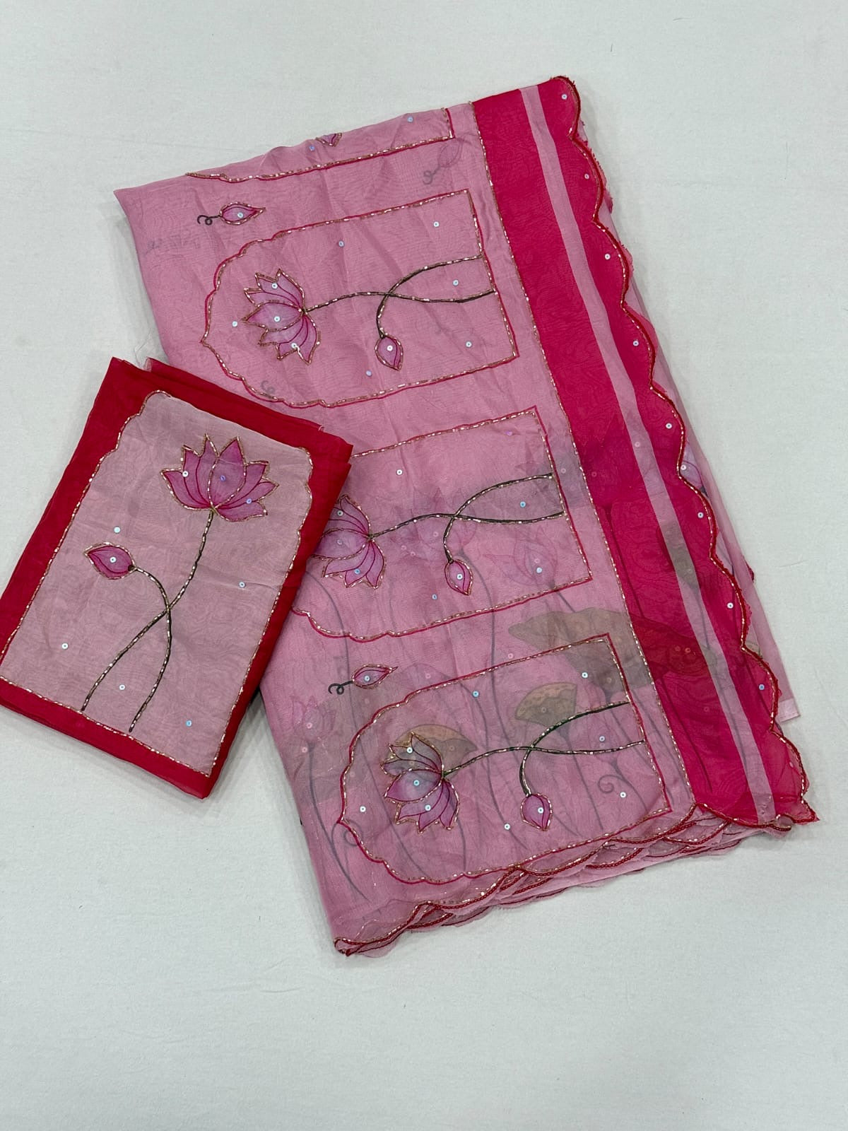 Lotus handwork saree
