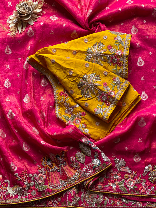 Mughal Mohini Luxe Saree(Magenta)