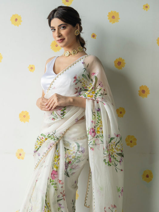 Soft Gardenia Saree(white)