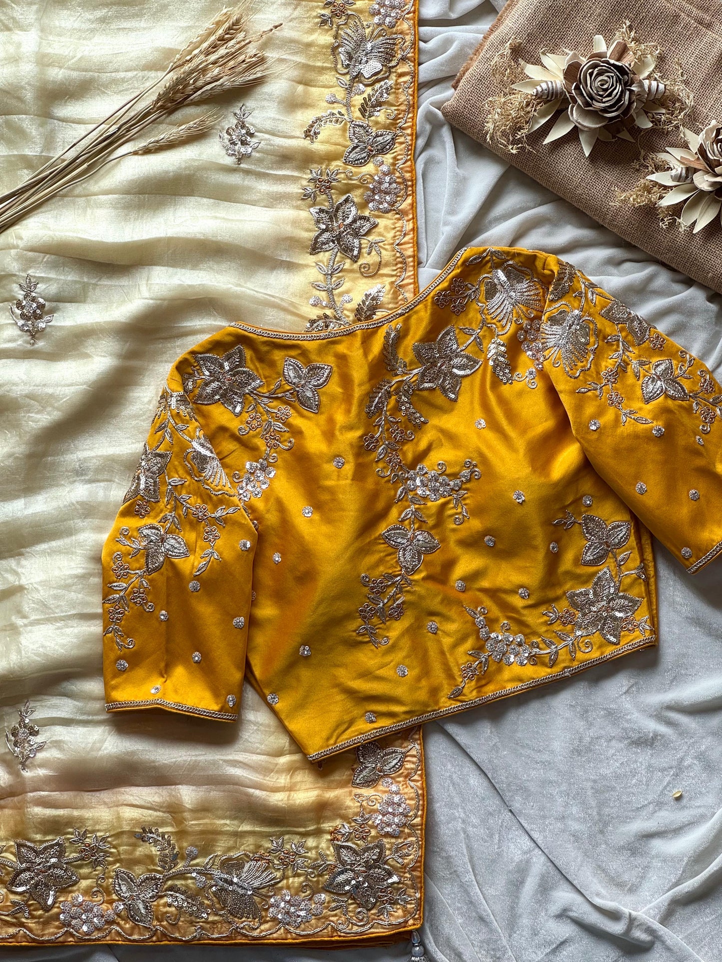 Golden Bloom Saree